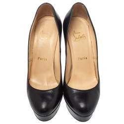Pre Owned Christian Louboutin Black Leather Bianca  Pumps Size 37