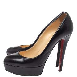 Pre Owned Christian Louboutin Black Leather Bianca  Pumps Size 37