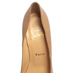 Pre Owned Christian Louboutin Beige Leather Daffodile Platform Pumps Size 38.5