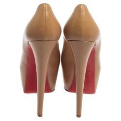 Pre Owned Christian Louboutin Beige Leather Daffodile Platform Pumps Size 38.5