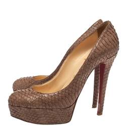 Christian Louboutin Brown Python Leather Bianca  Pumps Size 37.5