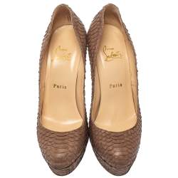 Christian Louboutin Brown Python Leather Bianca  Pumps Size 37.5