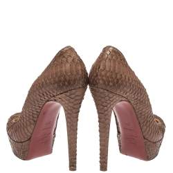 Christian Louboutin Brown Python Leather Bianca  Pumps Size 37.5