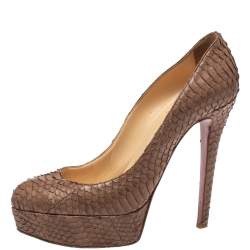 Christian Louboutin Brown Python Leather Bianca  Pumps Size 37.5