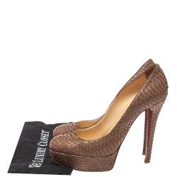 Christian Louboutin Brown Python Leather Bianca  Pumps Size 37.5