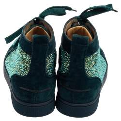 Christian Louboutin Blue Suede Louis Strass High Top Sneakers Size 37