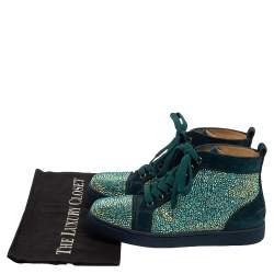 Christian Louboutin Blue Suede Louis Strass High Top Sneakers Size 37