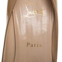 Pre Owned Christian Louboutin Beige Patent Leather Very Prive  Pumps Size 39.5