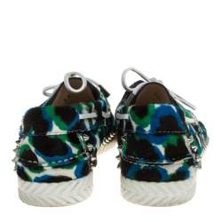 Christian Louboutin Multicolor Calf Hair Steckel Spiked Loafers Size 36