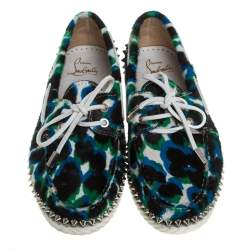 Christian Louboutin Multicolor Calf Hair Steckel Spiked Loafers Size 36
