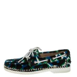 Christian Louboutin Multicolor Calf Hair Steckel Spiked Loafers Size 36