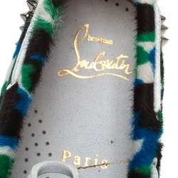 Christian Louboutin Multicolor Calf Hair Steckel Spiked Loafers Size 36