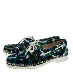 Christian Louboutin Multicolor Calf Hair Steckel Spiked Loafers Size 36