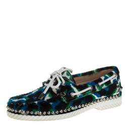Christian Louboutin Multicolor Calf Hair Steckel Spiked Loafers Size 36