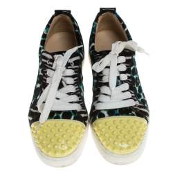 Pre Owned Christian Louboutin Multicolor Calf Hair Junior Spike Sneakers Size 37