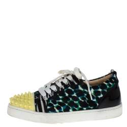 Pre Owned Christian Louboutin Multicolor Calf Hair Junior Spike Sneakers Size 37