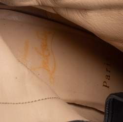 مملوكة مسبقًا بوت للكاحل كريستيان لوبوتان بيانكا سويدي أسود نعل سميك بحزام للكاحل مقاس 36.5