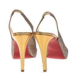 Pre Owned Christian Louboutin Silver Glitter Leather Private Number  Sandals Size 40