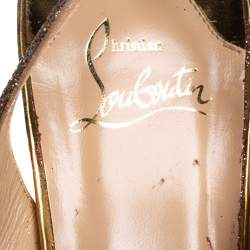 Pre Owned Christian Louboutin Silver Glitter Leather Private Number  Sandals Size 40