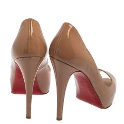 Pre Owned Christian Louboutin Beige Patent Leather Very Prive Pumps Size 40.5