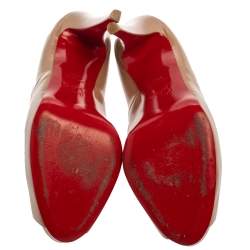 Pre Owned Christian Louboutin Beige Patent Leather Very Prive Pumps Size 40.5