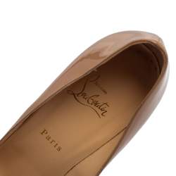 Pre Owned Christian Louboutin Beige Patent Leather Very Prive Pumps Size 40.5