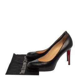 Pre Owned Christian Louboutin Black Leather New Simple Round Toe Pumps Size 41