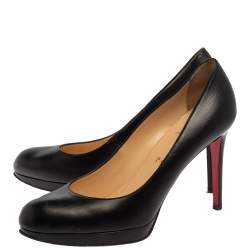 Pre Owned Christian Louboutin Black Leather New Simple Round Toe Pumps Size 41