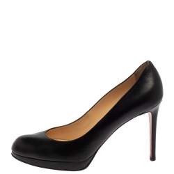 Pre Owned Christian Louboutin Black Leather New Simple Round Toe Pumps Size 41