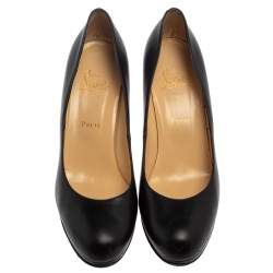 Pre Owned Christian Louboutin Black Leather New Simple Round Toe Pumps Size 41