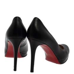 Pre Owned Christian Louboutin Black Leather New Simple Round Toe Pumps Size 41