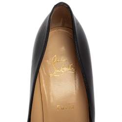 Pre Owned Christian Louboutin Black Leather New Simple Round Toe Pumps Size 41