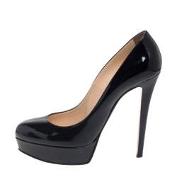 Pre Owned Christian Louboutin Black Patent Leather Bianca Platform Pumps Size 40