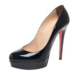 Pre Owned Christian Louboutin Black Patent Leather Bianca Platform Pumps Size 40