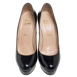 Pre Owned Christian Louboutin Black Patent Leather Bianca Platform Pumps Size 40