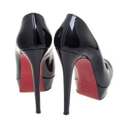 Pre Owned Christian Louboutin Black Patent Leather Bianca Platform Pumps Size 40