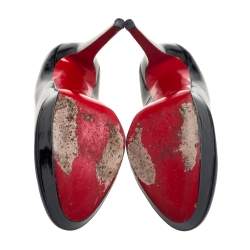 Pre Owned Christian Louboutin Black Patent Leather Bianca Platform Pumps Size 40