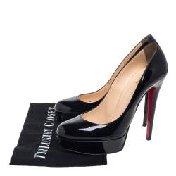 Pre Owned Christian Louboutin Black Patent Leather Bianca Platform Pumps Size 40