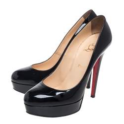Pre Owned Christian Louboutin Black Patent Leather Bianca Platform Pumps Size 40