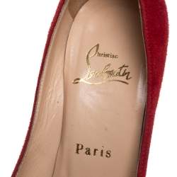 Pre Owned Christian Louboutin Red Suede Bianca Platform Pumps Size 35