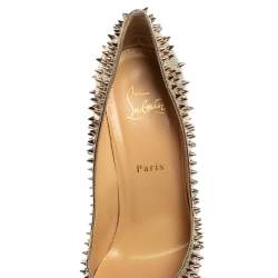 Pre Owned حذاء كعب عالى كريستيان لوبوتان سبايك إسكاربيك جلد ذهبى مقاس 39.5