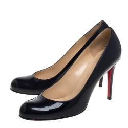 Pre Owned Chrsitan Louboutin Black Patent Leather Simple Pumps Size 41