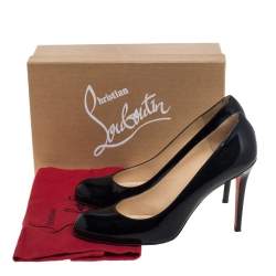 Pre Owned Chrsitan Louboutin Black Patent Leather Simple Pumps Size 41