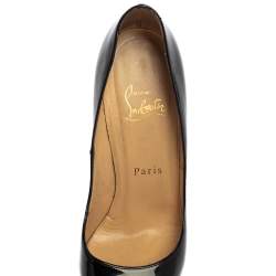 Pre Owned Christian Louboutin Black Patent Leather Simple Pumps Size 36.5