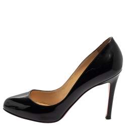 Pre Owned Christian Louboutin Black Patent Leather Simple Pumps Size 36.5
