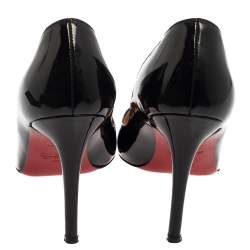 Pre Owned Christian Louboutin Black Patent Leather Simple Pumps Size 36.5