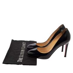 Pre Owned Christian Louboutin Black Patent Leather Simple Pumps Size 36.5