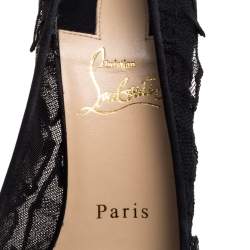 Pre Owned Christian Louboutin Black Satin And Lace Eloise Pumps Size 38