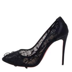 Christian Louboutin Black Satin And Lace Eloise Pumps Size 38