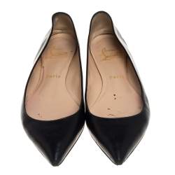 Christian Louboutin Black Leather Ballalla Pointed Toe Flats Size 37